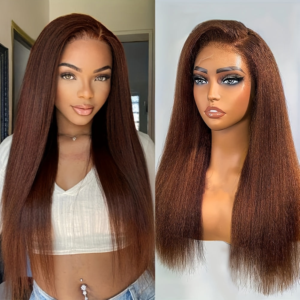 Chocolate Brown 13x6 HD Transparent Lace Front Wigs Human Hair With Baby Hair 180 Density Straight Glueless Wigs Pre Plucked Hairline 4# Brown Color